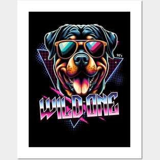 Wild One Rottweiler Dog Posters and Art